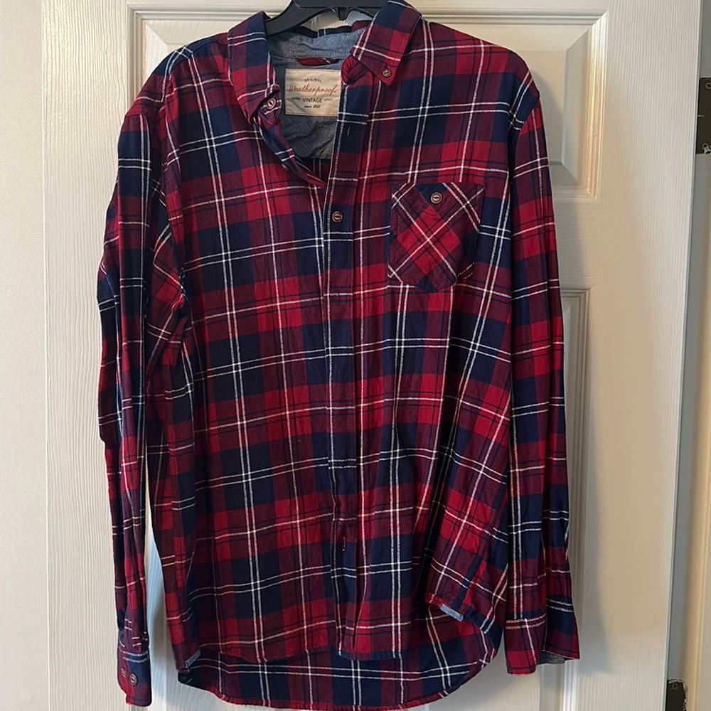 Weatherproof Vintage Flannel Casual Button Up Shirt. Size L.